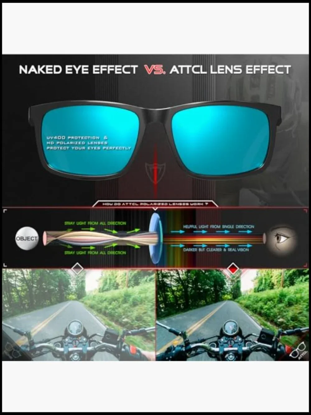 Polarized Sunglasses UV400 Protection Square TR90 Frame for Driving Golf Outdoor